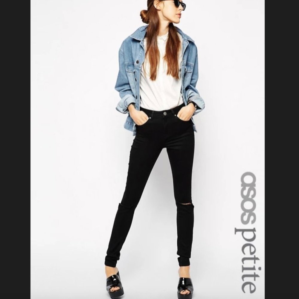 NWOT ASOS PETITE High Waist Skinny Jeans Ripped